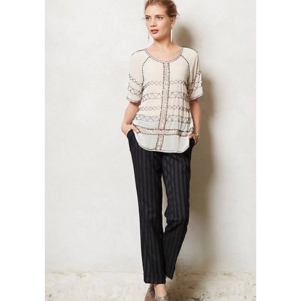 Anthropologie | Cartonnier Black Pinstripe Trouser - Picture 2 of 12